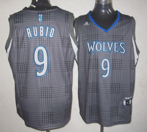 Jerseys Factory Cheap Timberwolves #9 Ricky Rubio Black Rhythm F