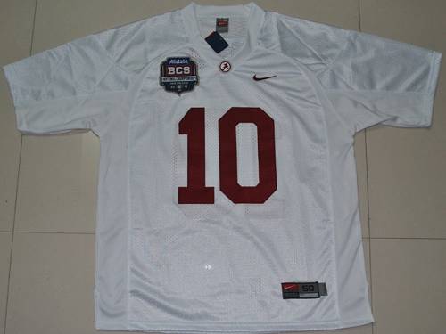 Jerseys Factory Cheap Crimson Tide #10 AJ McCarron White 2012 BC
