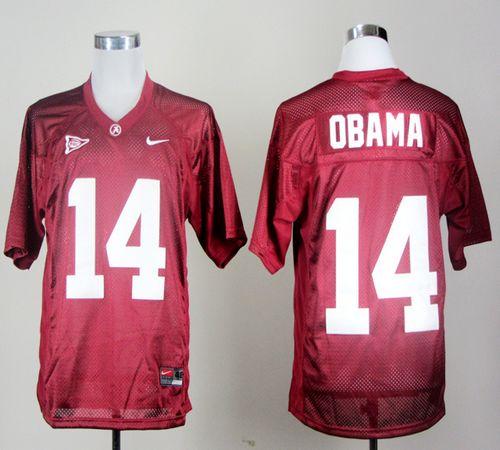 Jerseys Factory Cheap Crimson Tide #14 Barack Obama Red 14th Cha