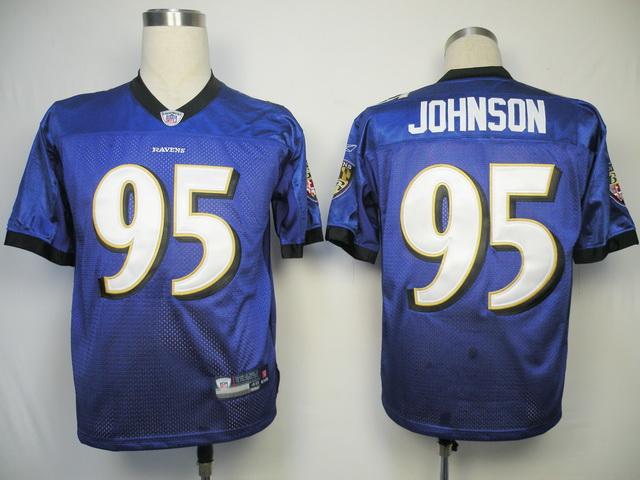 Jerseys Factory Cheap Ravens #95 Jarret Johnson Purple Stitched