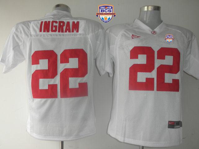 Jerseys Factory Cheap Crimson Tide #22 Mark Ingram White 2013 BC