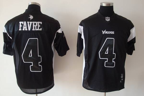 Jerseys Factory Cheap Vikings #4 Brett Favre Black Shadow Stitch