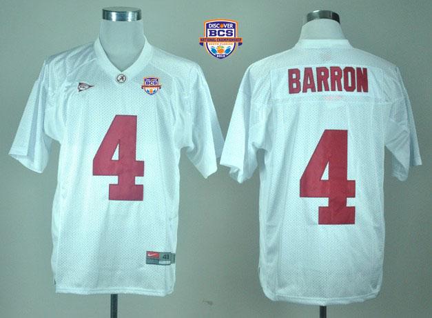 Jerseys Factory Cheap Crimson Tide #4 Mark Barron White 2013 BCS