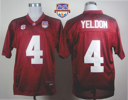 Jerseys Factory Cheap Crimson Tide #4 T.J Yeldon Red 2013 BCS Na