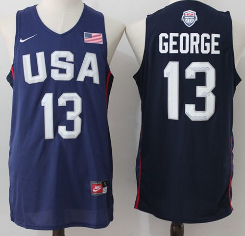 Jerseys Factory Cheap Nike Team USA #13 Paul George Navy Blue 20