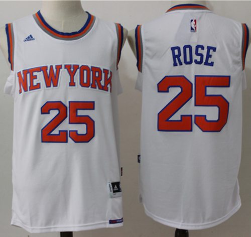 Jerseys Factory Cheap Knicks #25 Derrick Rose White Stitched NBA