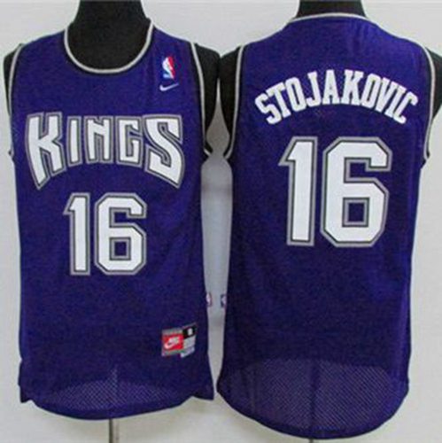 Jerseys Factory Cheap Kings #16 Peja Stojakovic Purple Throwback