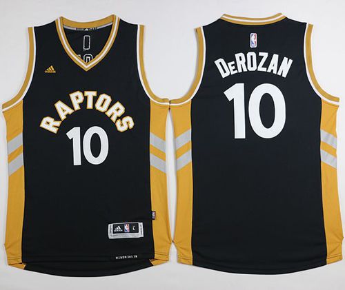 Jerseys Factory Cheap Raptors #10 DeMar DeRozan Black/Gold Stitc
