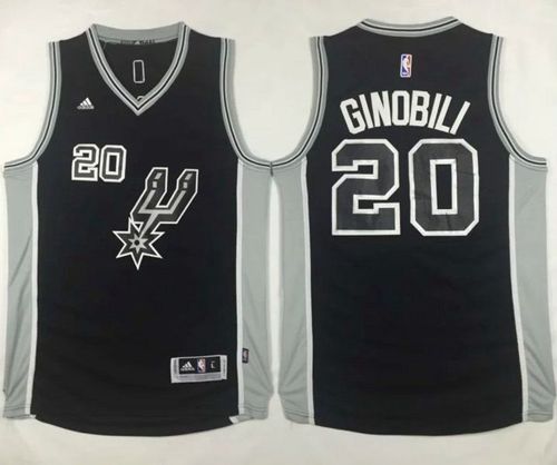 Jerseys Factory Cheap Spurs #20 Manu Ginobili Black New Road Sti