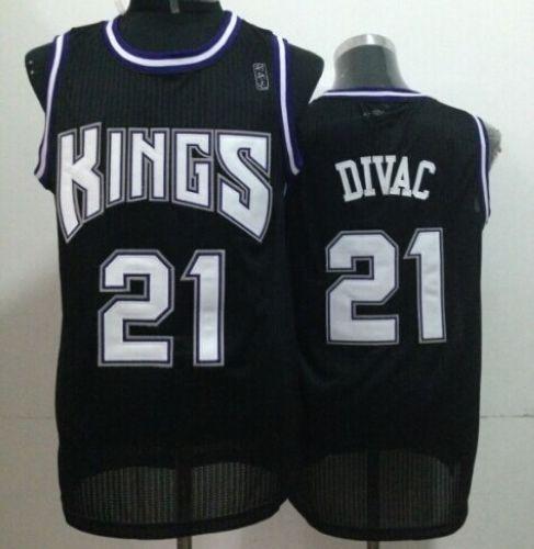 Jerseys Factory Cheap Kings #21 Vlade Divac Black Throwback Stit