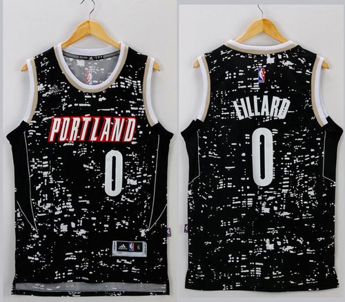 Jerseys Factory Cheap Blazers #0 Damian Lillard Black City Light