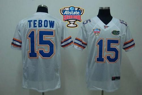 Jerseys Factory Cheap Gators #15 Tim Tebow White Allstate Sugar