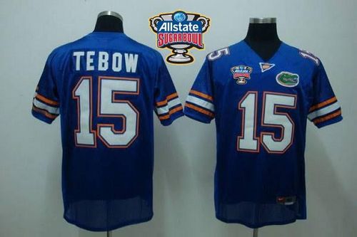 Jerseys Factory Cheap Gators #15 Tim Tebow Blue Allstate Sugar B