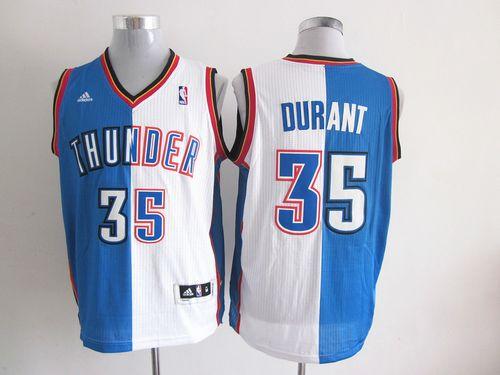 Jerseys Factory Cheap Thunder #35 Kevin Durant Blue/White Split