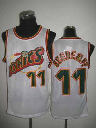 Jerseys Factory Cheap Thunder #11 Detlef Schrempf White SuperSon