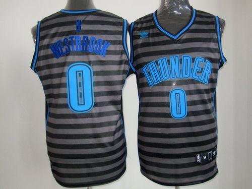 Jerseys Factory Cheap Thunder #0 Russell Westbrook Black/Grey Gr