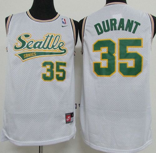 Jerseys Factory Cheap Thunder #35 Kevin Durant White Throwback S