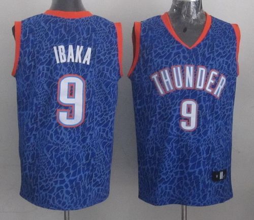 Jerseys Factory Cheap Thunder #9 Serge Ibaka Blue Crazy Light St