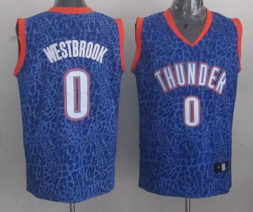 Jerseys Factory Cheap Thunder #0 Russell Westbrook Blue Crazy Li