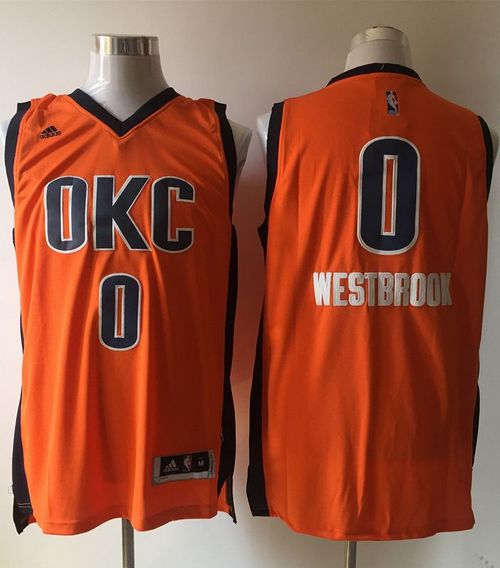 Jerseys Factory Cheap Thunder #0 Russell Westbrook Orange Altern