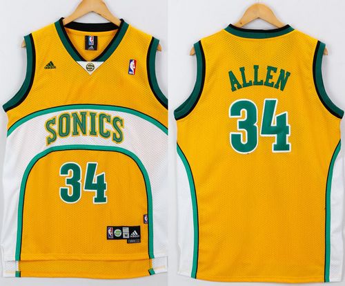 Jerseys Factory Cheap Thunder #34 Ray Allen Yellow/White SuperSo