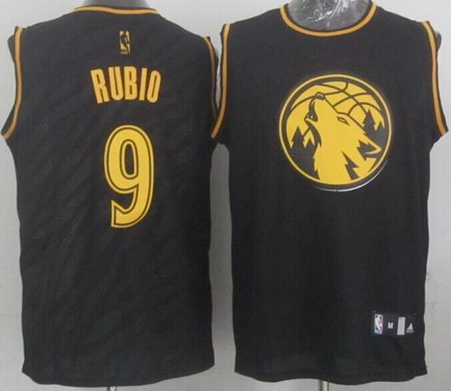 Jerseys Factory Cheap Timberwolves #9 Ricky Rubio Black Precious