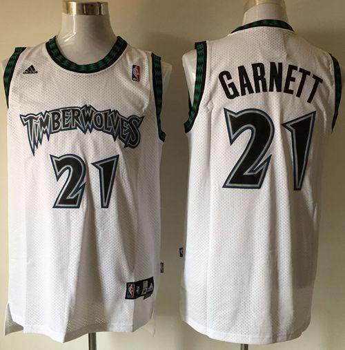 Jerseys Factory Cheap Timberwolves #21 Retro Garnett White Stitc