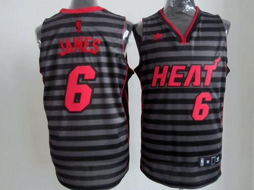 Jerseys Factory Cheap Heat #6 LeBron James Black/Grey Groove Sti