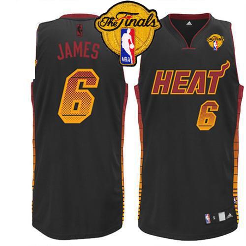Jerseys Factory Cheap Heat #6 LeBron James Black Finals Patch St