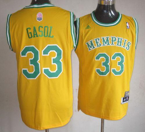 Jerseys Factory Cheap Grizzlies #33 Marc Gasol Yellow ABA Hardwo