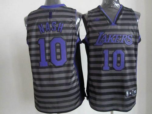 Jerseys Factory Cheap Lakers #10 Steve Nash Black/Grey Groove St