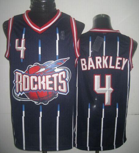 Jerseys Factory Cheap Rockets #4 Charles Barkley Navy Hardwood C