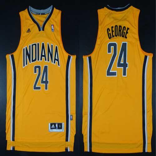 Jerseys Factory Cheap Pacers #24 Paul George Yellow Alternate St