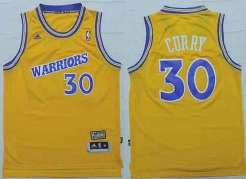Jerseys Factory Cheap Warriors #30 Stephen Curry Gold New Throwb