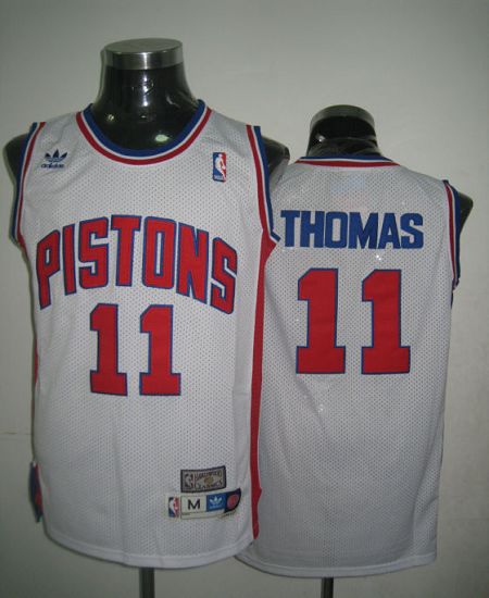 Jerseys Factory Cheap Throwback Pistons #11 Thomas White Stitche
