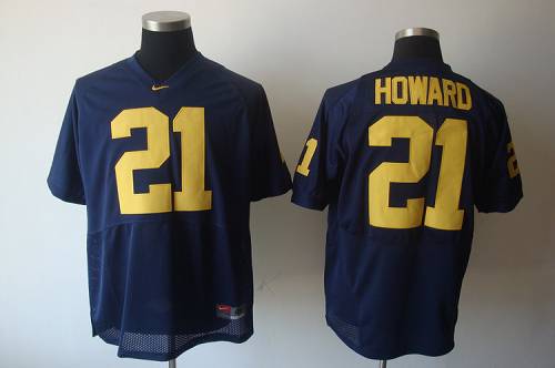 Jerseys Factory Cheap Wolverines #21 Desmond Howard Blue Embroid