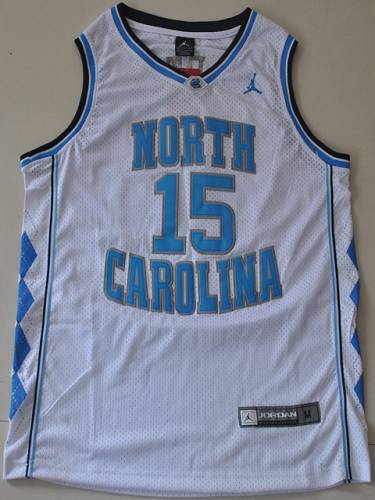 Jerseys Factory Cheap North Carolina #15 Vince Carter White Embr