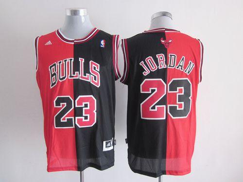 Jerseys Factory Cheap Bulls #23 Michael Jordan Black/Red Split F