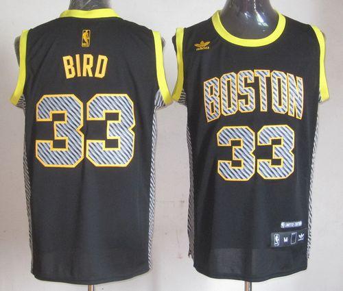 Jerseys Factory Cheap Celtics #33 Larry Bird Black Electricity F
