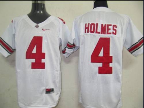 Jerseys Factory Cheap Buckeyes #4 Santonio Holmes White Embroide