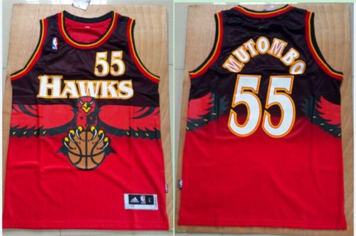 Jerseys Factory Cheap Hawks #55 Dikembe Mutombo Red Throwback St
