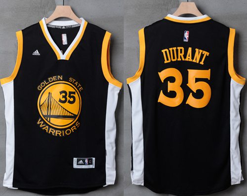 Jerseys Factory Cheap Warriors #35 Kevin Durant Black/White Stit