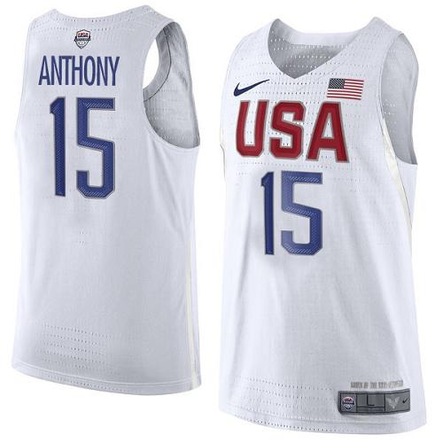 Jerseys Factory Cheap Nike Team USA #15 Carmelo Anthony White 20