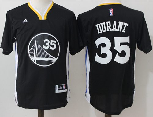 Jerseys Factory Cheap Warriors #35 Kevin Durant Black Slate Stit