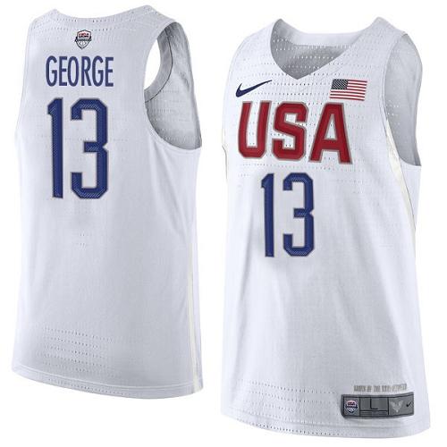 Jerseys Factory Cheap Nike Team USA #13 Paul George White 2016 D