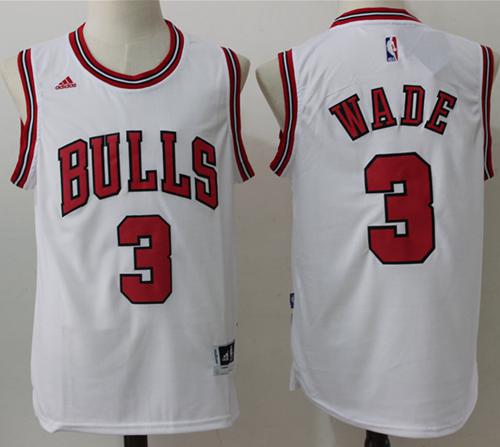 Jerseys Factory Cheap Bulls #3 Dwyane Wade White Stitched NBA Je