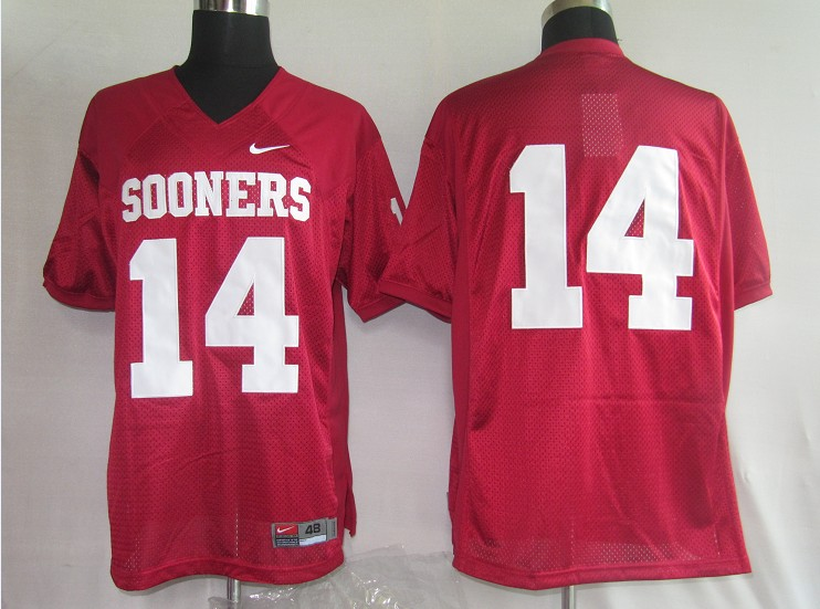 Jerseys Factory Cheap Sooners #14 Sam Bradford Red Embroidered N