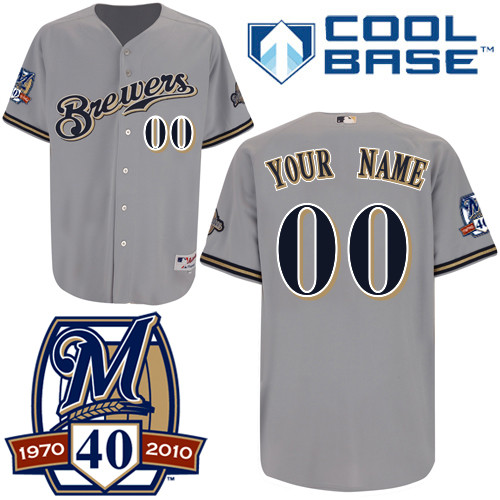 Jerseys Factory Cheap Brewers Personalized Authentic Grey Cool B