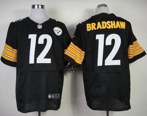 Jerseys Factory Cheap Nike Steelers #12 Terry Bradshaw Black Tea