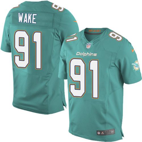 Jerseys Factory Cheap Nike Dolphins #91 Cameron Wake Aqua Green